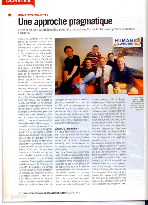 HumanToComputer's tweet image. Merci au Bulletin Economique de la CCI de #Rouen pour cet article ! #HumantoComputer