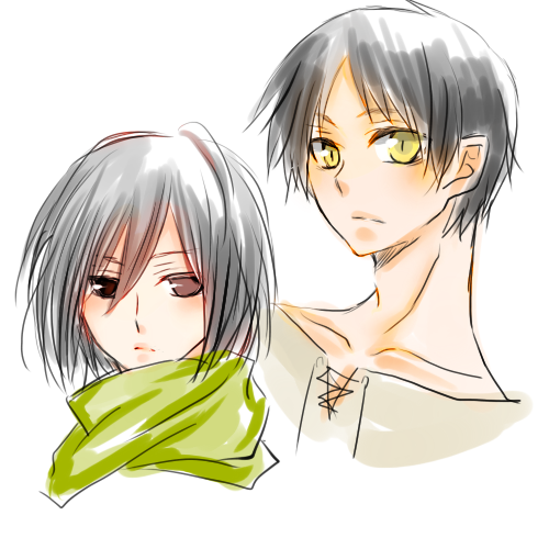 ritu745's tweet photo. エレンくん＆ミカサさん落書き( *｀ω´) http://t.co/RonnqgxR