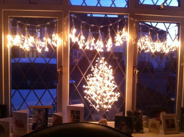 MamaDude2's tweet image. Decided I would get my arse in gear and start on the decs! #xmasdecs #windowlights #minitree