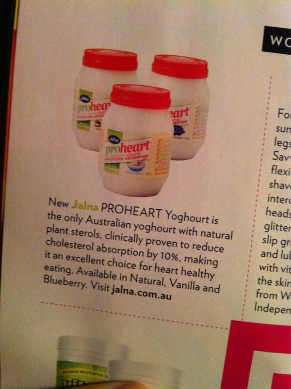 Jenna_Amon's tweet image. Reading @WomensFitnessAu ... Interesting.. Plant sterols.. Another one bites the dust! #jalna #proheart #yoghurt