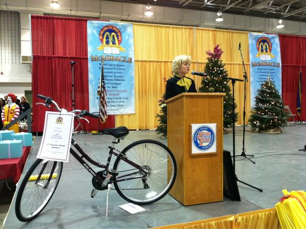 Celebrating McMiracle on 38th Street. This annual event provides bicycles to needy children.