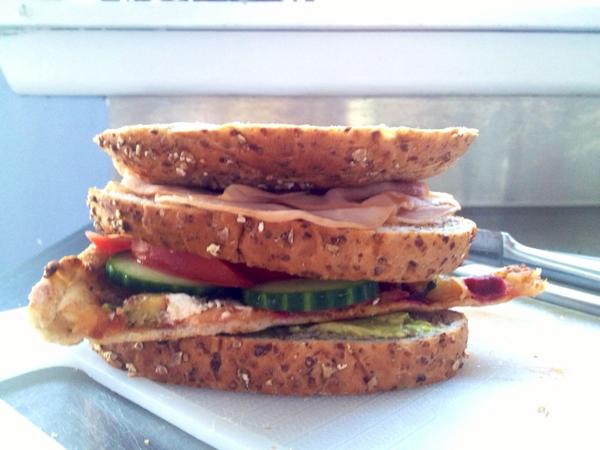 bloore's tweet image. When @keatingcomedy makes lunch. (Yes that is a slice of pizza in there.)