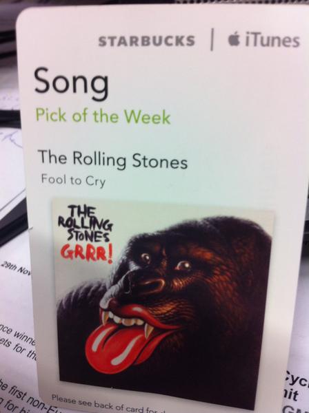 chrislehourites's tweet image. #Starbucks comes through with Pick of the Week: "Oh, I love you so much baby." #RollingStones #FoolToCry