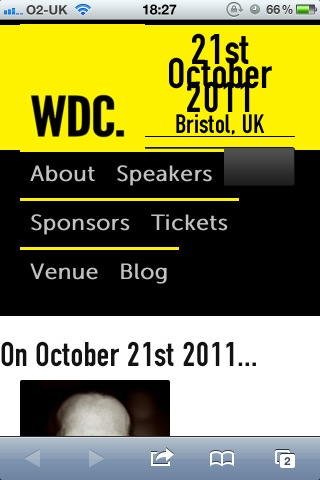 RickNunn's tweet image. @webdevconf your site looks awesome on the iPhone… #responsivefail