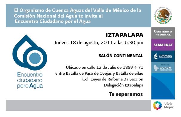 ProAguaMx's tweet photo. Los esperamos este Jueves 18 de Agosto 6.30pm en el Encuentro Ciudadano por el Agua en #Iztapalapa #DF No Falten! http://t.co/Qot8m53