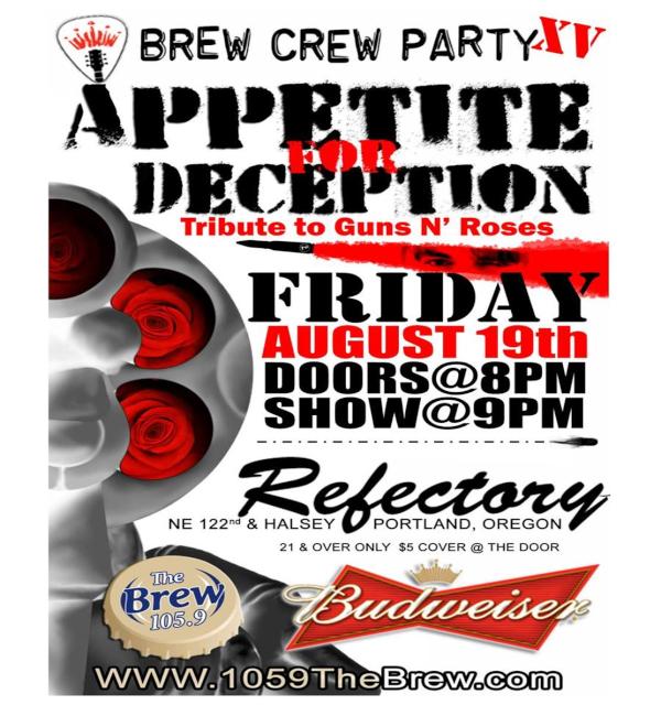 therefectory's tweet image. Admission: $5 at the door. One of the country's best Guns and Roses tributes.  Show at 9pm