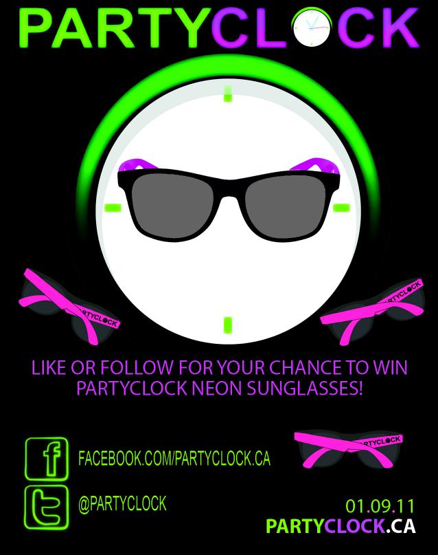 PartyClock's tweet photo. @RedFlagDeals @PartyClock is giving away free sunglasses! follow or like us on facebook PARTYCLOCK.CA http://t.co/Av4X9FA