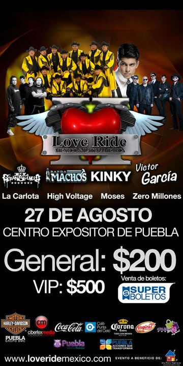 modelhogarpue's tweet photo. Kinky, El Gran Silencio, Viactor García y más unidos por una buena causa.LOVE RIDE. http://t.co/suy4bbd