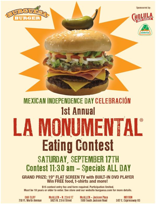 burguesaburger's tweet photo. Starting a new tradition......La Monumental® eating contest.  September 17, 2011.  Don't miss it! http://t.co/yG6h0if