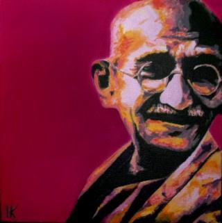 poptheart's tweet photo. Portrait Gandhi - 30x30cm - Acrylique sur toile http://t.co/MrwsRnq