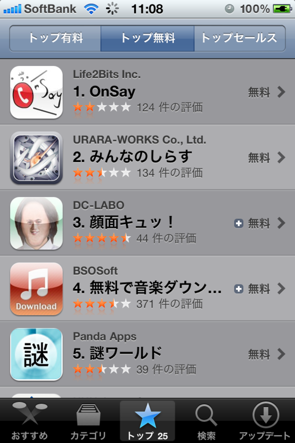 yanotaku's tweet photo. たった1日で無料アプリ1位。あーーーもう！！1年以上前に企画練ったのに！！！→ Twitter仲間と無料で通話―電話番号不要のiPhone向けVoIPアプリ「OnSay」 ITmedia News http://t.co/kIbh3ot http://t.co/Ho4PmYD