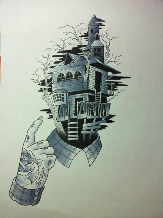 PalmerSquares's tweet photo. this is a piece by my buddy Matt Pearl. he's a chi-town artist and inker at Dead Serious Tattoo #WayDope http://t.co/4fkrroFb