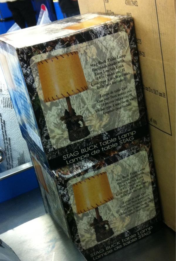 sabrina_block's tweet image. Yes you can buy a stag buck table lamp at Walmart. And yup, this person is buying two! #randompurchase