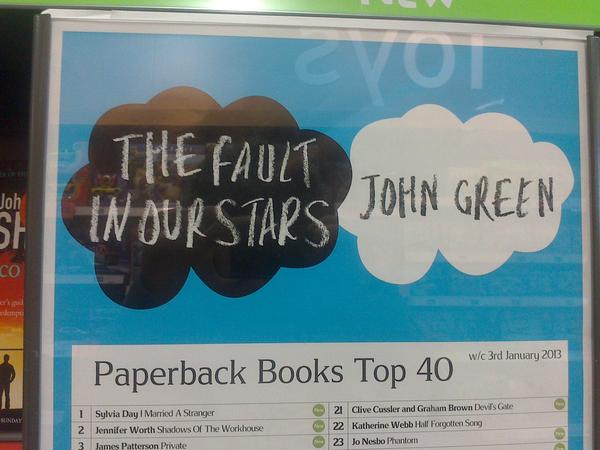 MaseSPK's tweet photo. @realjohngreen you made it to the top of the book charts in an English supermarket called sainsburys! :D http://t.co/D2eOAzrq