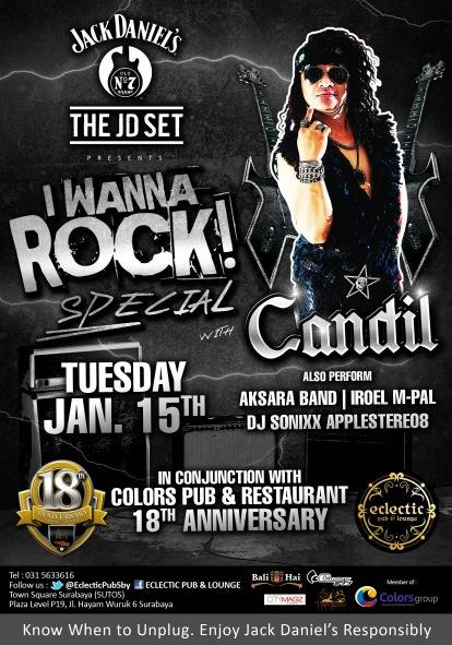 Jack Daniel's present I wanna Rock with CANDIL feat Iroel-Mpal, also Aksara Band &amp;  DJ. Sonixx Applestreo8.
Just rsvp
