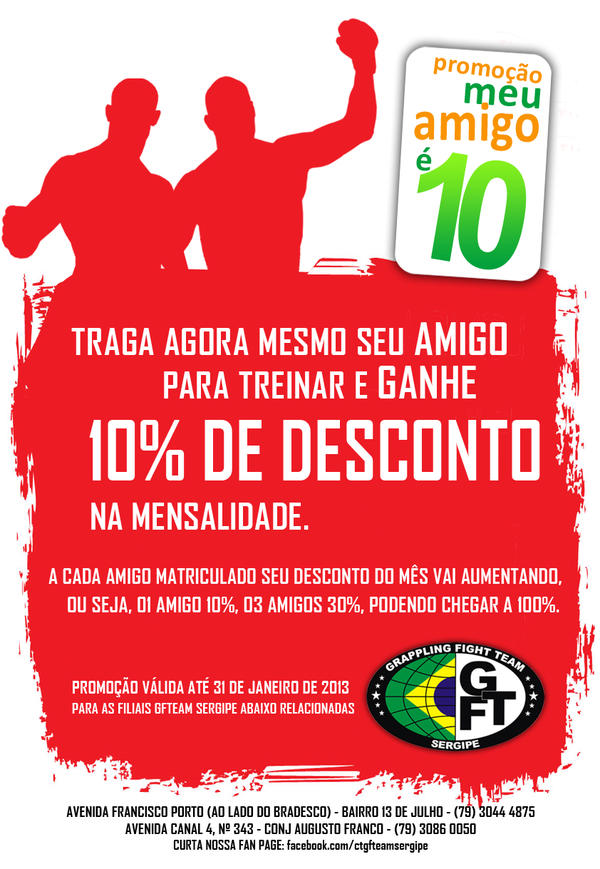 gfteamse's tweet photo. PROMOÇÃO #meuamigoé10...ganhe 10% de desconto a cada amigo matriculado!!! http://t.co/mIVgsAsT