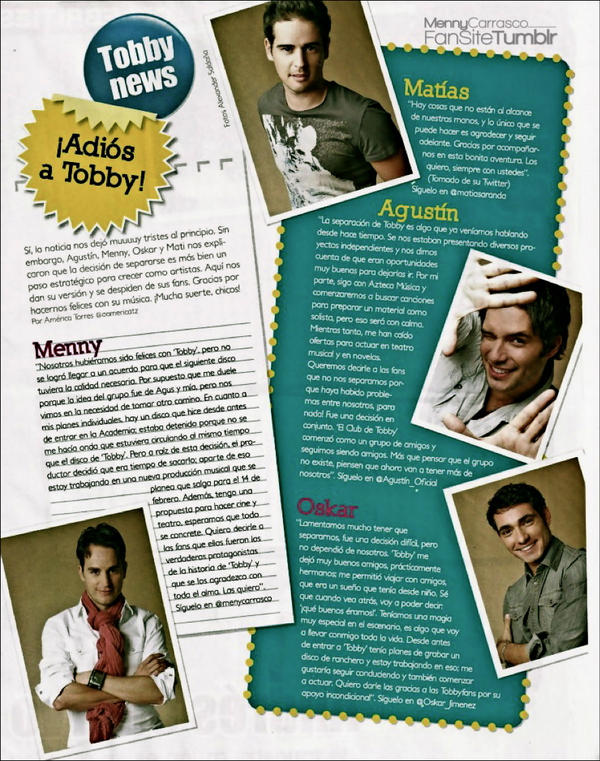 Menny_FanSite's tweet photo. "Adiós a TOBBY" edición Dic. 2012 @RevistaTop_Teen .. @menycarrasco @Agustin_Oficial @Oskar_Jimenez @matiasaranda ... http://t.co/D11wiTgT
