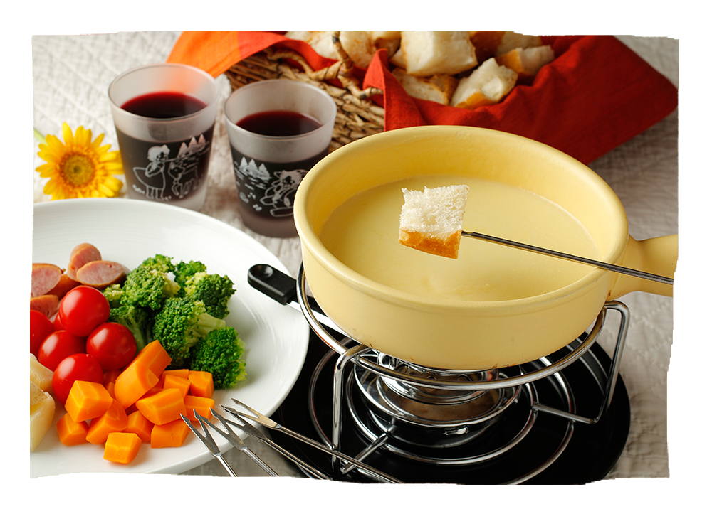 ハイジチーズライン】スイス製フォンデュセット フォーク付き スイス
