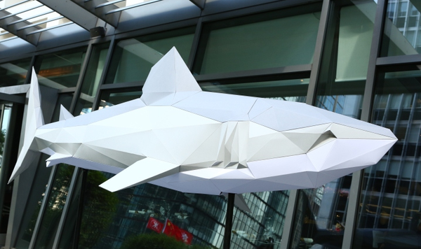 The interesting paper sculpture for Paul &amp; Shark lunch event! Awesome design by Sticklyline!
