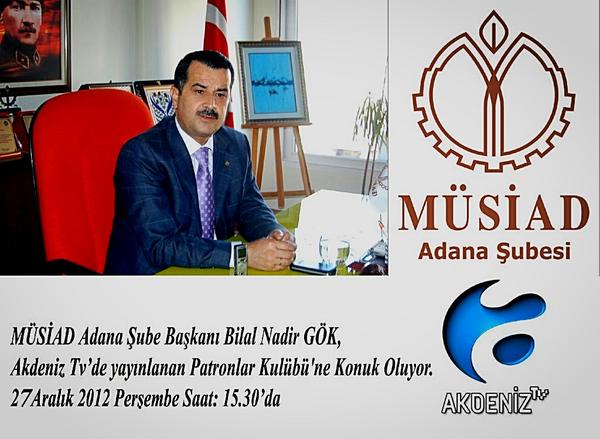 Bugun 15:30'da Akdeniz Tv'de yayınlanacak olan Patronlar Kulübü'nün konugu <a href="/bilalnadirgok/">BİLAL NADİR GÖK</a> olacak.