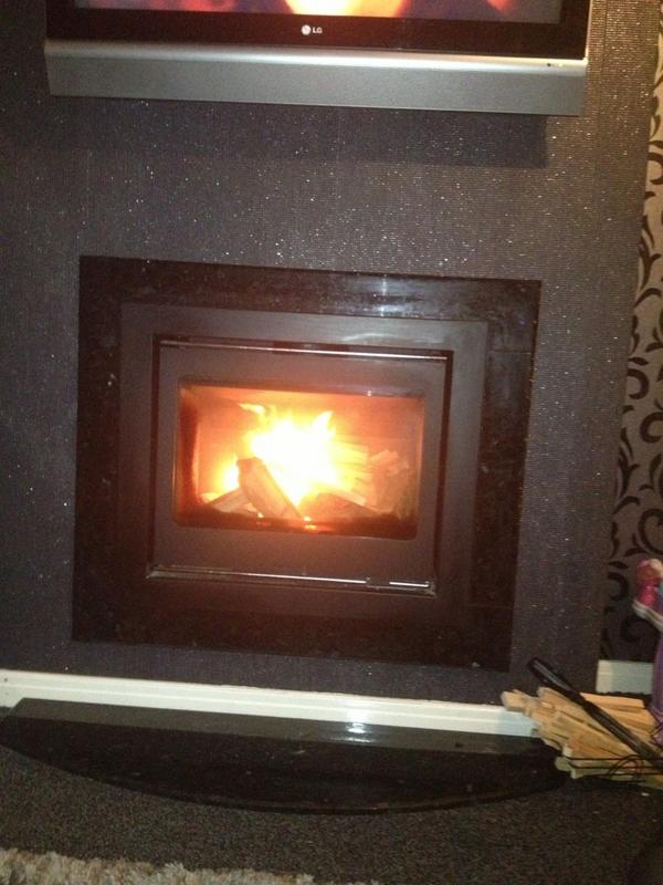finished log burner finished with granite