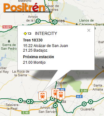 NebulaCodex's tweet image. Otra novedad de hoy en Positrén: los trenes de Renfe que aparecen en la web de Adif ahora muestran su retraso.