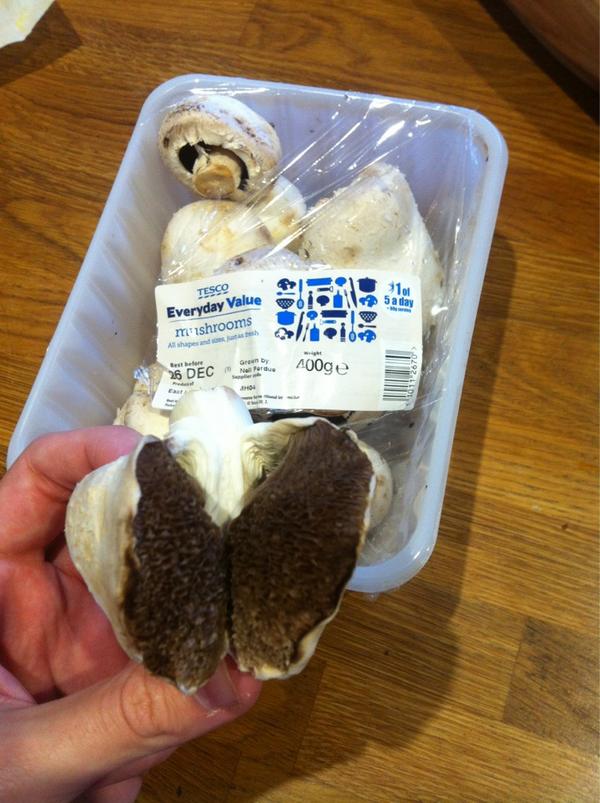 Steventonjo's tweet photo. @UKTesco got a very rude Everyday Value mushroom this morning! http://t.co/XvHc2bdh