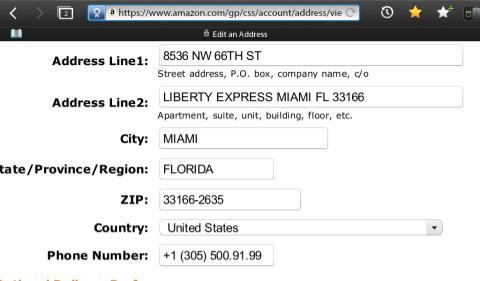 amazon direccion de envio