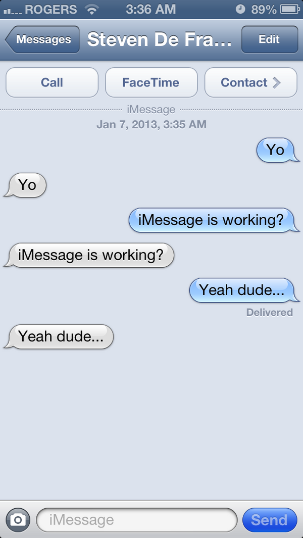 iH8sn0w's tweet image. Sometimes you have to message yourself to check if either iMessage is down or if everyone’s ignoring you.