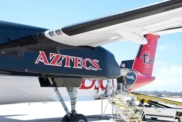 4TENChristian's tweet image. #Aztec2012 Alaska Airlines and SDSU unveiled "Aztec One," an SDSU branded commercial plane.