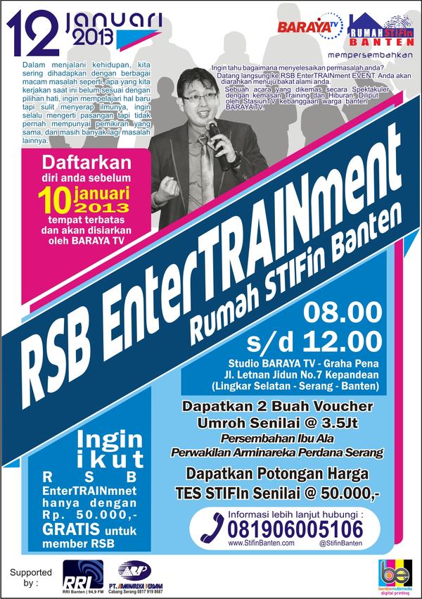 STIFInBanten's tweet image. 46.Iklan dulu !!!! Ikut RSBEnterTRAINment yuk! berhadiah 2 buah voucher umroh senilai @3.5jt ! #StifinPROFESSION
