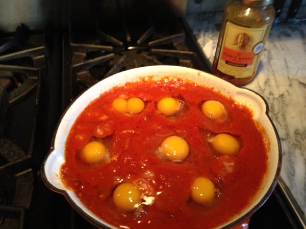 Mariobatali's tweet image. Double yolk on first dish I make in 2013!!!  It&apos;s gonna be a GREAT and lucky year!
Wheeeeeeeeeee!!!!!!
#eggsinhell.