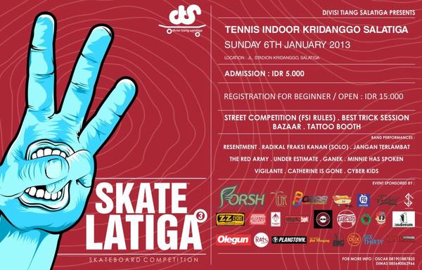 SKATELATIGA #3 SKATEBOARD COMPETITION Sunday 6th January 2013 at GEDUNG TENNIS INDOOR KRIDANGGO <a href="/ForumSalatiga/">infokota SALATIGA</a>
