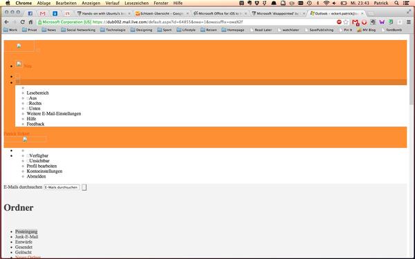 eckspeck's tweet image. Microsoft schlägt schon zurück. So sieht Outlook.com in Chrome also aus. #Gmail #ActiveSync