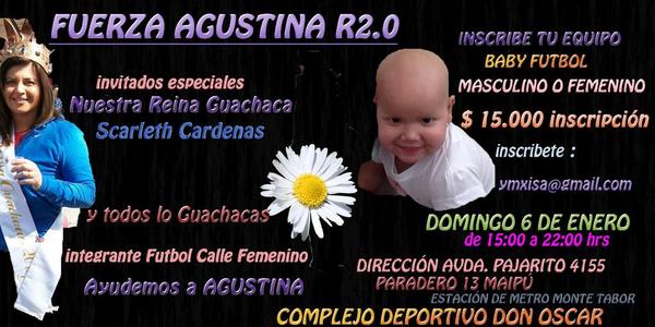 ymx76's tweet photo. @Lavivirocks Domingo 6 #fuerzaagustinaR2.0 inscribe tu equipo Baby Futbol (M o F ) y ayudemos a Agustina RT X FAVOR http://t.co/E5oW6wML