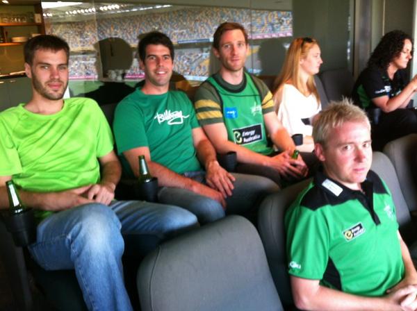StarsBBL's tweet photo. Our @AntlerLuggageOz Caption Comp winner @RobC_26 enjoying some #MalingaMagic tonight watching @StarsBBL! #starsalign http://t.co/HWYvtJLl