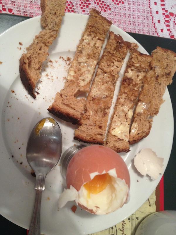 My egg isn't runny, my day is ruined. Thank you @KatieCorrigan2 😝