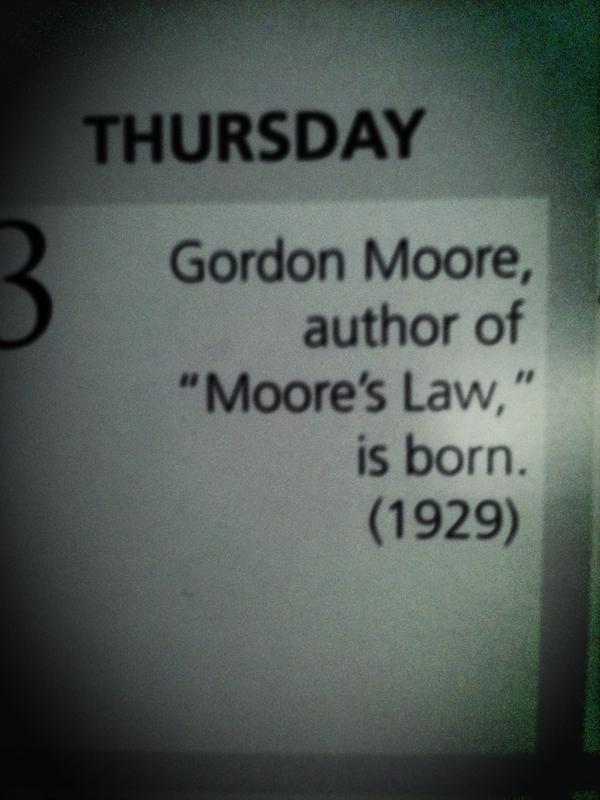 ahzf's tweet image. On this day in 1929 Gordon Moore, author of &quot;Moore&apos;s Law&quot; was born. #telerikcalendar