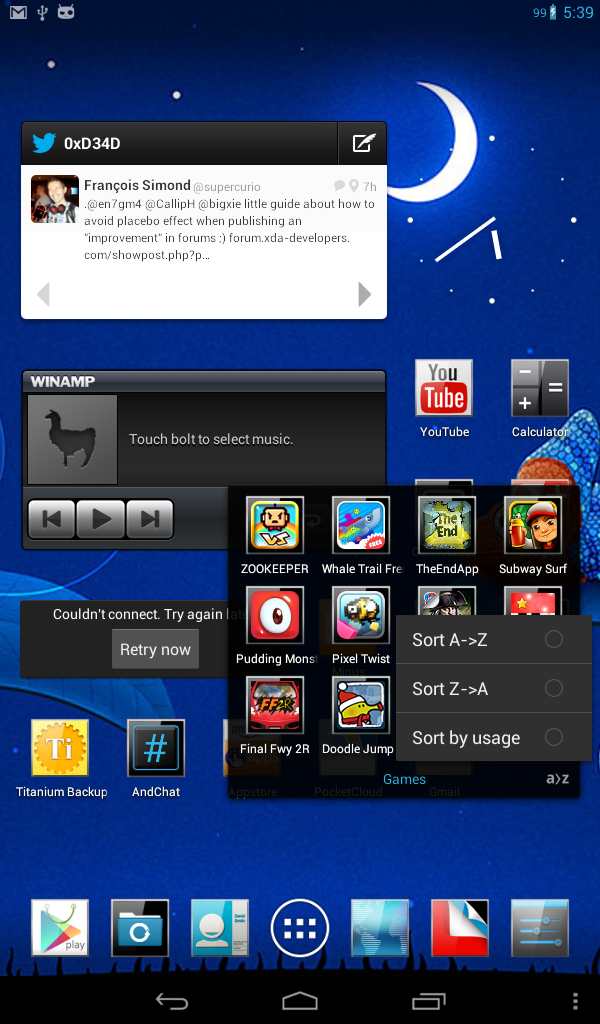 0xD34D's tweet image. Per folder sorting options added to the #ChameleonOS Launcher.