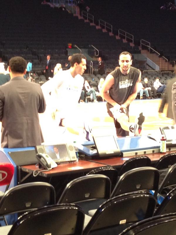 CBSGiants's tweet image. Pablo Prigioni (left) and Manu Ginobili before #knicks - #spurs. #Argentina
