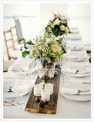 eventologie's tweet photo. A plank of wood as a table runner... love! (picture via pintrest) http://t.co/sRlId2MN