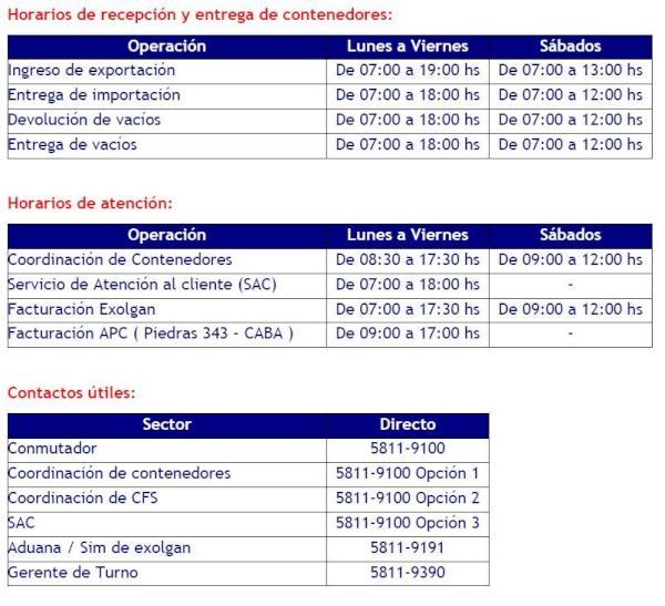 Tene siempre a mano los contactos y los horarios de Exolgan.