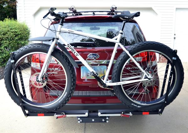 Our rack accommodates Snow-bikes with a small kit.