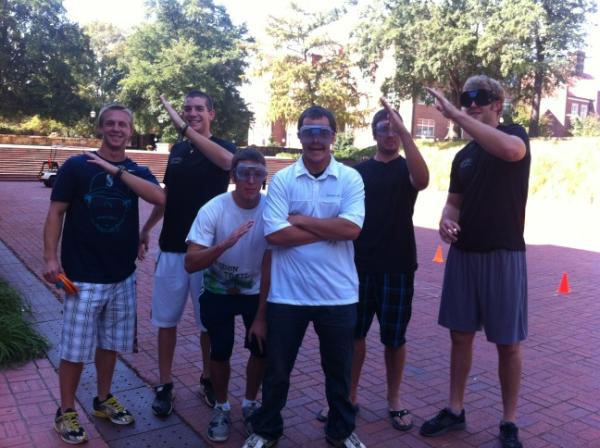 collinradack's tweet image. Drunk goggles golf cart driving in the brick pit!  Took out a stop sign...#hendrixproblems @ChrisKlapsa11