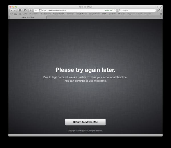 reppep's tweet image. MobileMe -&amp;gt; iCloud blocked (overloaded)
#icloud #donotlike