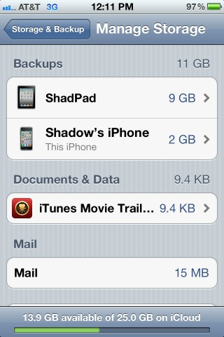 shadowzen's tweet image. Migrated MobileMe to iCloud so have 25GB for backup. Glad I'm not stuck with the free 5GB account. #backingupishardtodo
