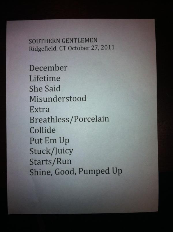 kevinmgriffin's tweet photo. Last night's set list http://t.co/Xtl3yfTX