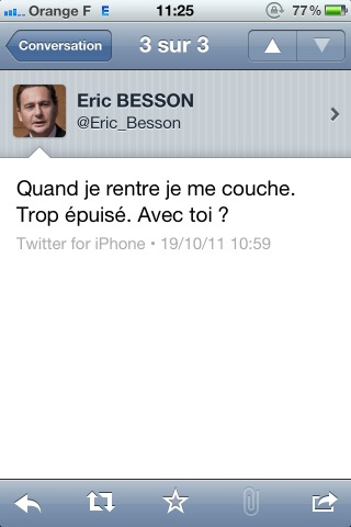 vincentbouton's tweet image. Avec qui @Eric_Besson souhaite-t-il partager son épuisement au lit ? #DMfail