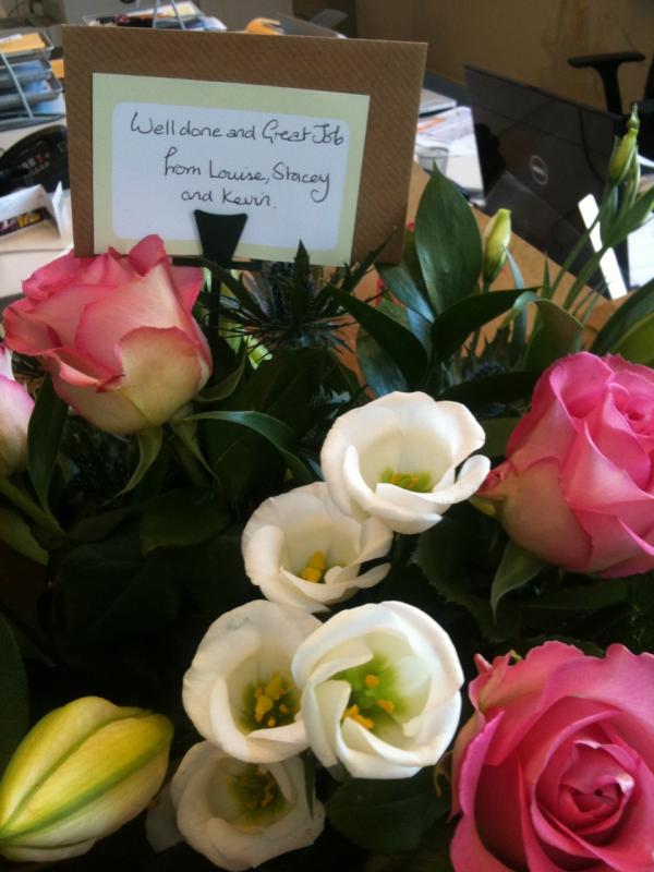 Cube3PR's tweet image. Flowers delivered to the office from my client Catering Academy following their win at the educatering awards! Lovely:)