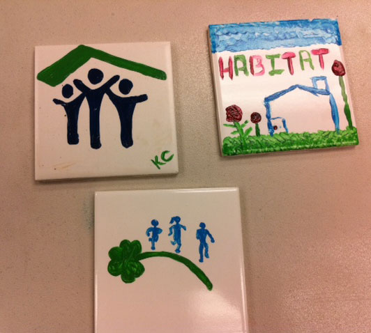 lexhabitat's tweet image. Staff made tiles for a backsplash in our office kitchen.  We might not be the most artistic, but we love what we do!